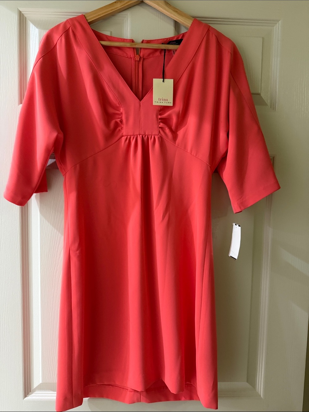 Trina Turk Coral V-Neck Shift Dress